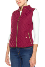 KLKD Women's Quilted Mockneck Side Ribbed Panel Vest