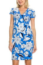 KLKD Women's Printed Faux Wrap Dress