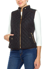 KLKD Women's Quilted Mockneck Side Ribbed Panel Vest