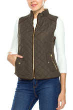 KLKD Women's Quilted Mockneck Side Ribbed Panel Vest