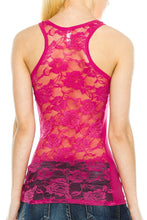 KLKD Women's Floral Lace Racerback Tank Top