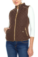 KLKD Women's Quilted Mockneck Side Ribbed Panel Vest