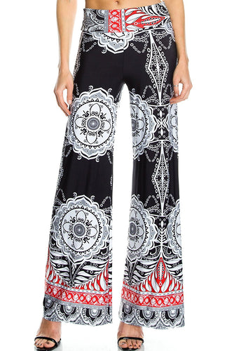 KLKD Women's Printed Wide Leg Palazzo Pants