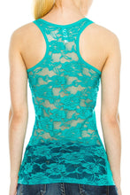 KLKD Women's Floral Lace Racerback Tank Top