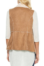 KLKD Women's Faux Fur Suede Shearling Vest