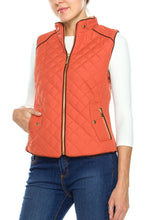 KLKD Women's Quilted Mockneck Side Ribbed Panel Vest