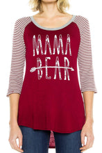 KLKD Women's Raglan 3/4 Sleeve Print Top Made in U.S.A.