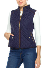 KLKD Women's Quilted Mockneck Side Ribbed Panel Vest