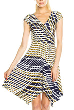 KLKD Women's Printed Faux Wrap Dress