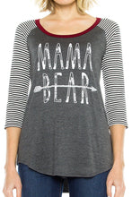 KLKD Women's Raglan 3/4 Sleeve Print Top Made in U.S.A.