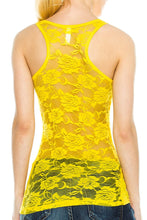 KLKD Women's Floral Lace Racerback Tank Top