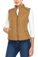 KLKD Women's Quilted Mockneck Side Ribbed Panel Vest