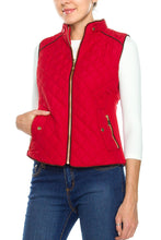 KLKD Women's Quilted Mockneck Side Ribbed Panel Vest