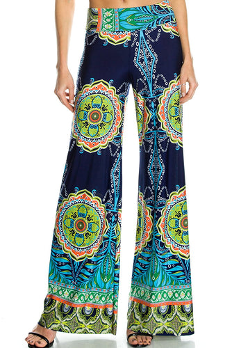 KLKD Women's Printed Wide Leg Palazzo Pants