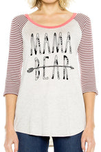 KLKD Women's Raglan 3/4 Sleeve Print Top Made in U.S.A.