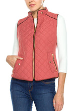 KLKD Women's Quilted Mockneck Side Ribbed Panel Vest