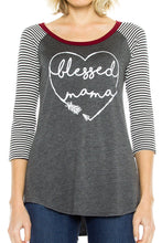 KLKD Women's Raglan 3/4 Sleeve Print Top Made in U.S.A.