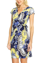 KLKD Women's Printed Faux Wrap Dress