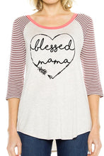 KLKD Women's Raglan 3/4 Sleeve Print Top Made in U.S.A.