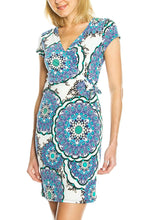 KLKD Women's Printed Faux Wrap Dress