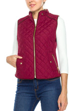 KLKD Women's Quilted Mockneck Side Ribbed Panel Vest