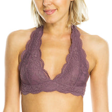 KLKD Women's Lace Halter Bralette (Plus Size Available)